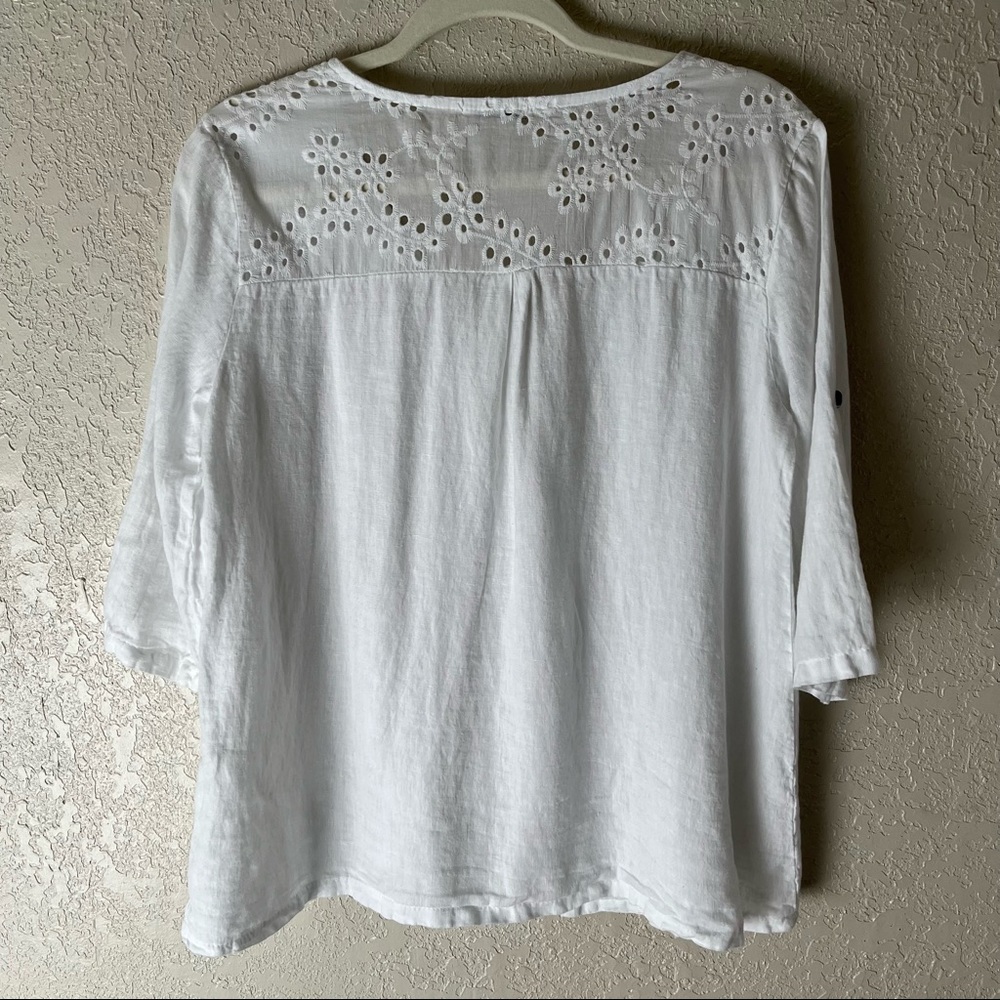 Lungo L’arno made in Italy women’s 100% Linen 3/4 sleeve top, M, white - Picture 2 of 11